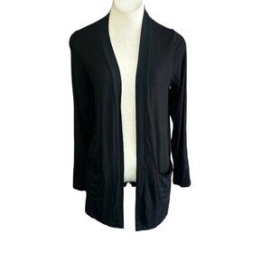 Joie de Vivre Black Stretch Knit Open Drape Cardigan Sweater Size Medium